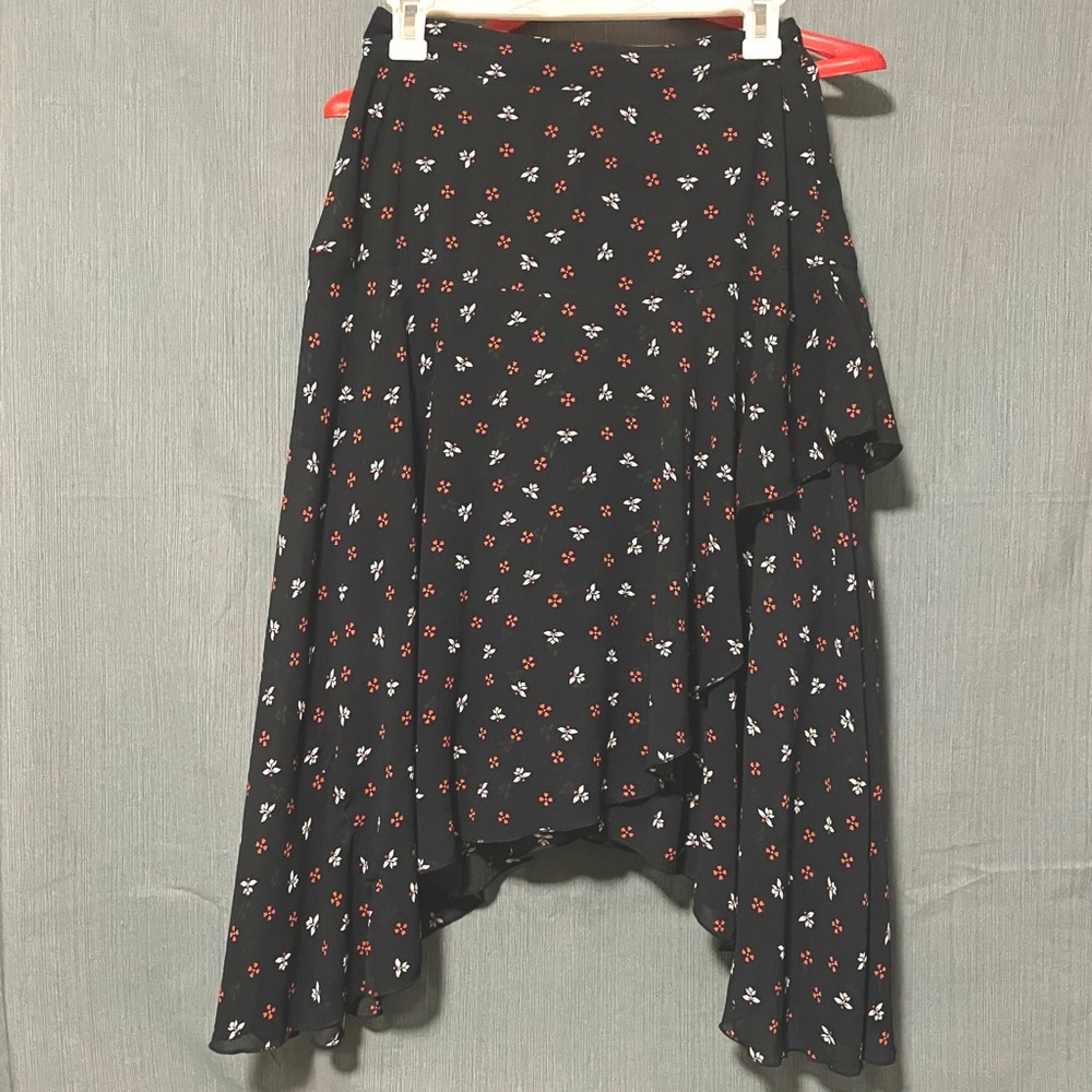Navy Blue Floral Print Skirt